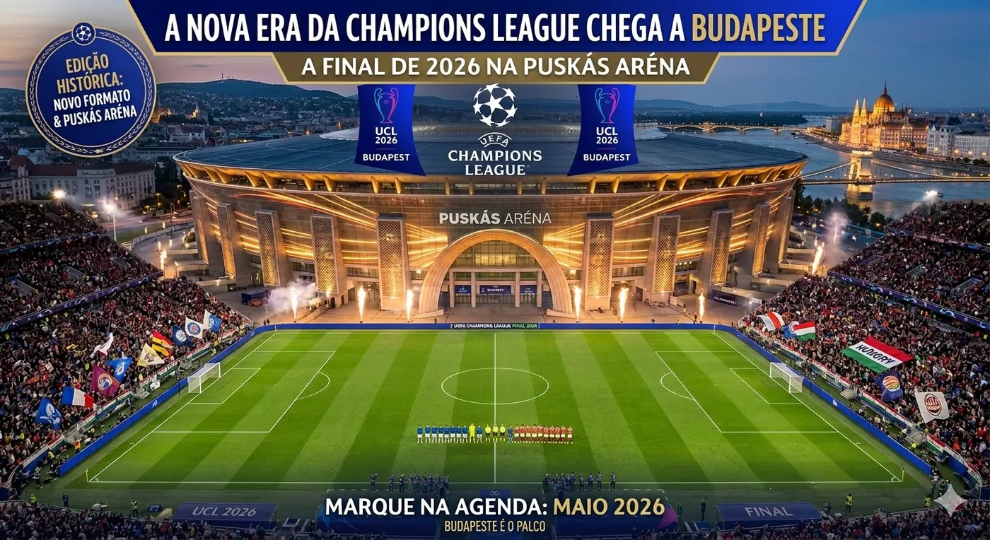 Quantos dias faltam para a final da Champions League 2026 em Budapeste na Puskás Aréna
