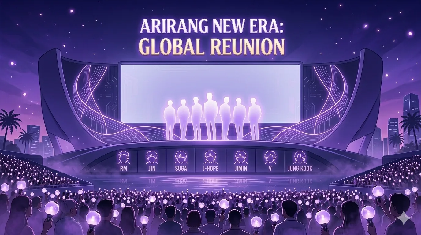 BTS retorno 2026 - comeback com álbum Arirang e nova turnê mundial